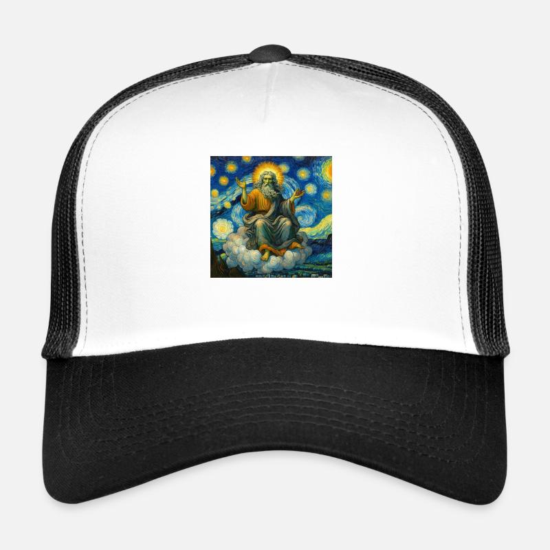 Gott in einem Van Gogh - Trucker Cap - Weiß/Schwarz