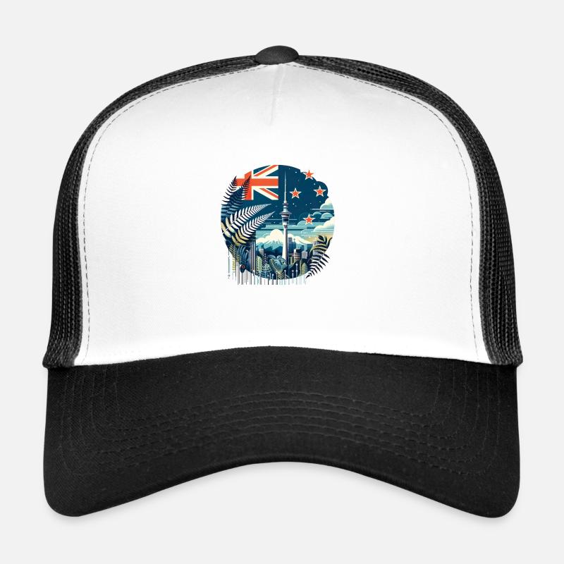 Neuseeland Aotearoa Kiwi 18 - Trucker Cap - Weiß/Schwarz