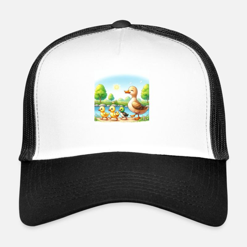Süße Entenfamilie - Trucker Cap - Weiß/Schwarz