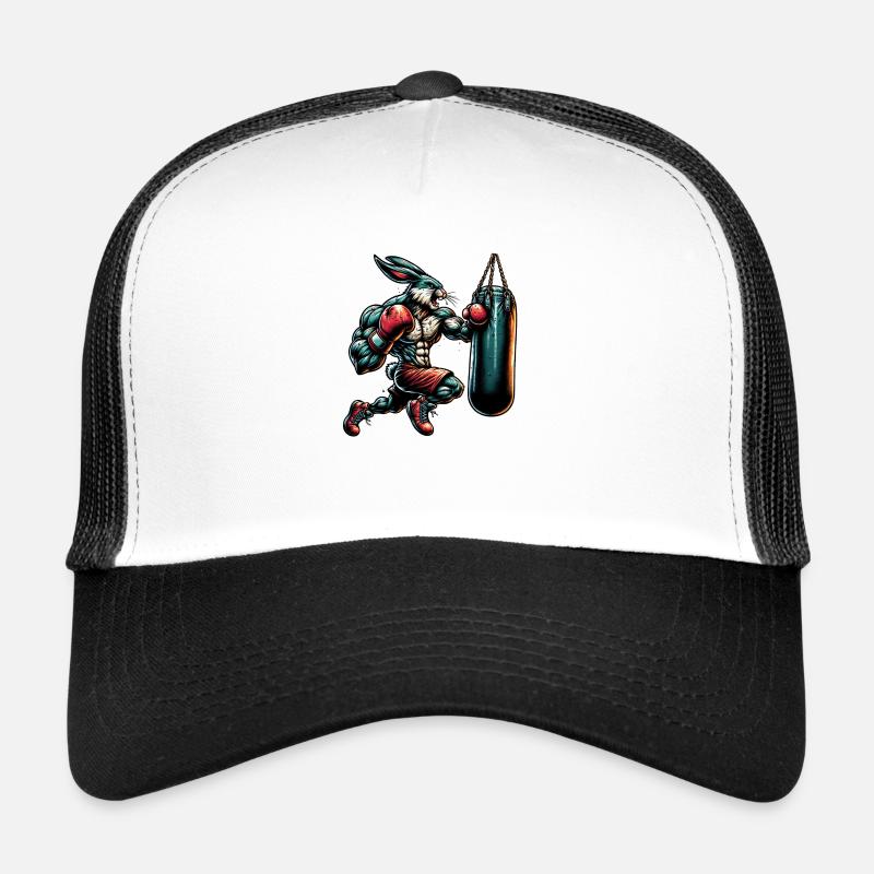 Lapin de boxe - Casquette trucker  - blanc/noir