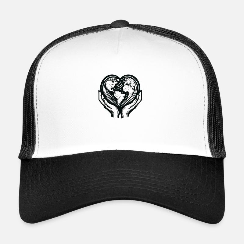 Welt mit Händen - Trucker Cap - Weiß/Schwarz