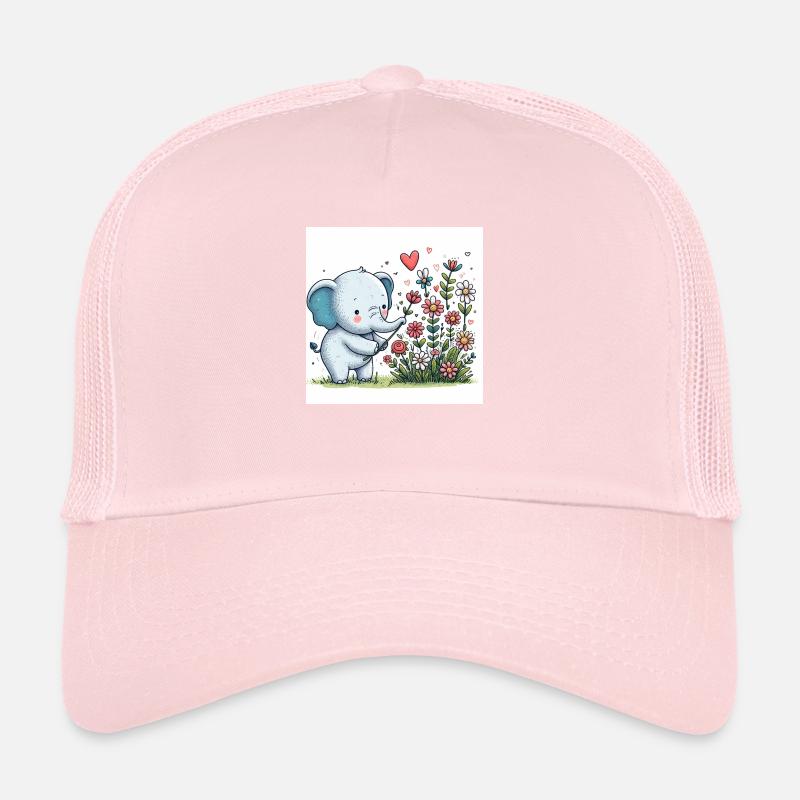 Elephant picking flowers Trucker Cap