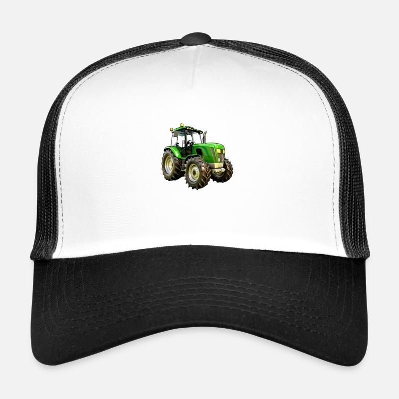 Moderner Traktor Trecker - Trucker Cap - Weiß/Schwarz