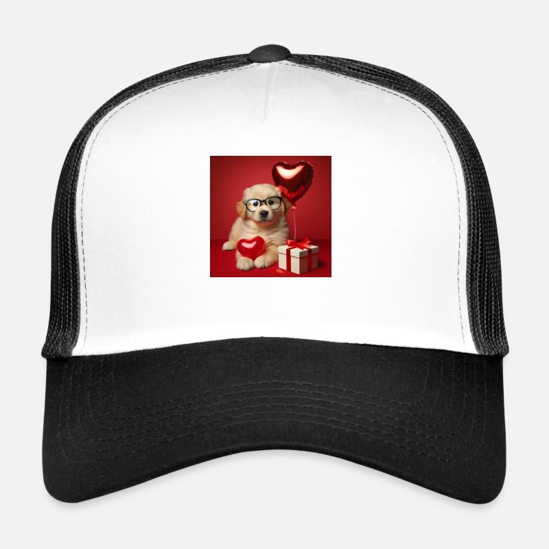 Chiot Attendrissant avec Ballon -Saint-Valentin Casquette trucker 