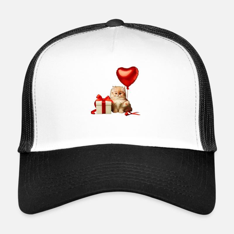 Chat Amour - Casquette trucker  - blanc/noir