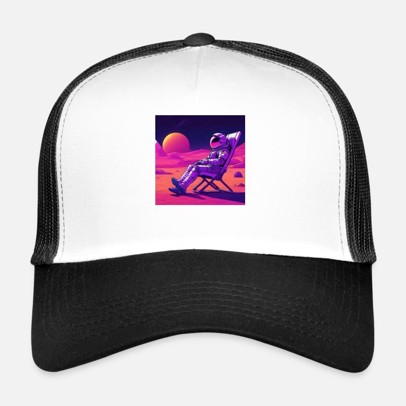 Astronaute en chaise longue - Casquette trucker  - blanc/noir