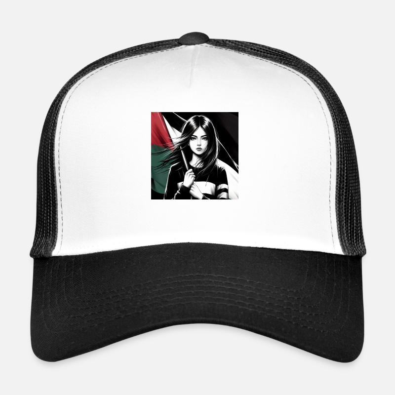 Palestine - Casquette trucker  - blanc/noir