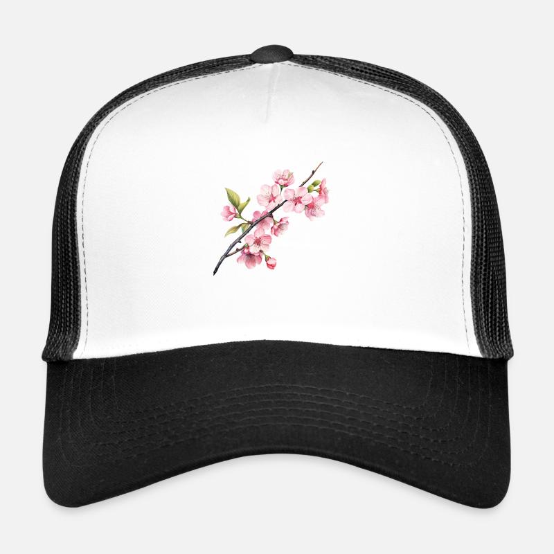 Sakura-Frühling - Trucker Cap - Weiß/Schwarz