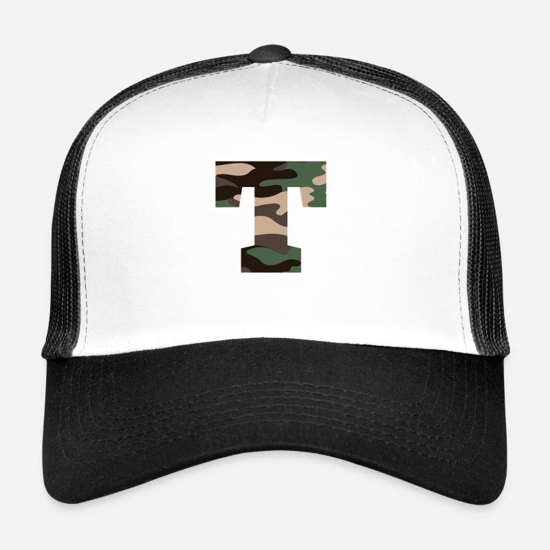 Buchstabe T Militär Tarnung - Geschenkidee Trucker Cap