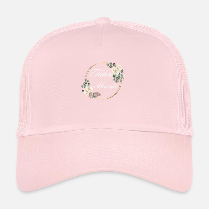 Future mariée fleurs blanches -tshirt assorti Casquette trucker 