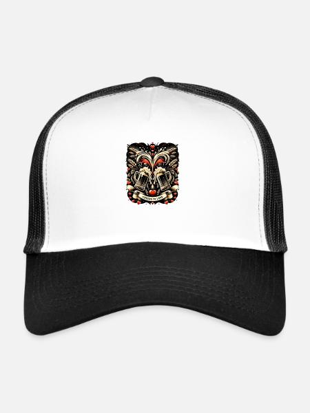 Heart & Hops: Cheers to Love - Trucker Cap - white/black - Front