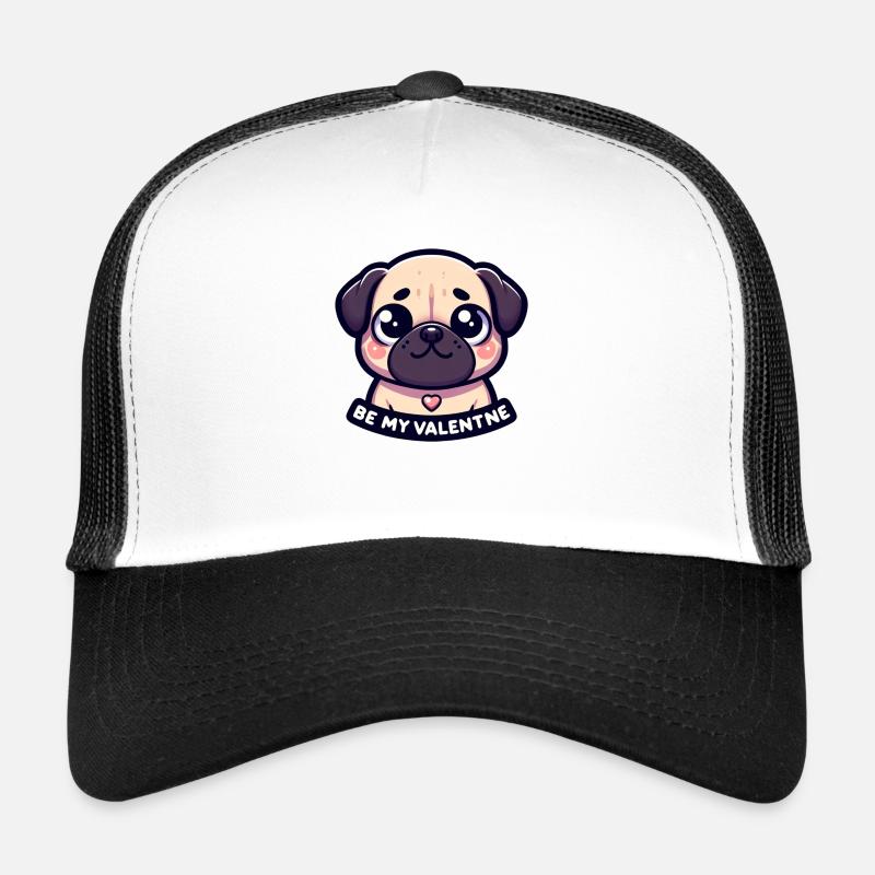 Süßer Mops Be my Valentine Valentinstag Geschenk Trucker Cap
