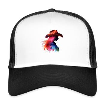 Cow Girl Silhouette Watercolor - Trucker Cap - white/black - Front
