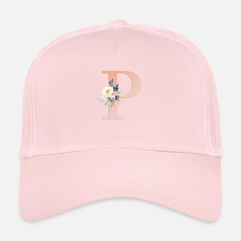 P Monogram, Floral, Boho Trucker Cap