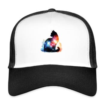 Cat silhouette colorful watercolor I - Trucker Cap - white/black - Front