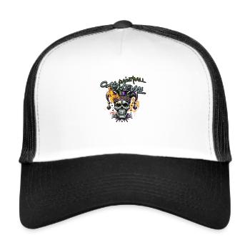 Paintball Karneval, Mardi Gras Narrenschädel - Trucker Cap - Weiß/Schwarz - Vorne