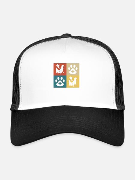 vétérinaire vintage rétro - Casquette trucker  - blanc/noir - Devant