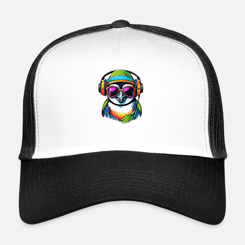 Cooler lustiger Gamer Pinguin - Trucker Cap - Weiß/Schwarz