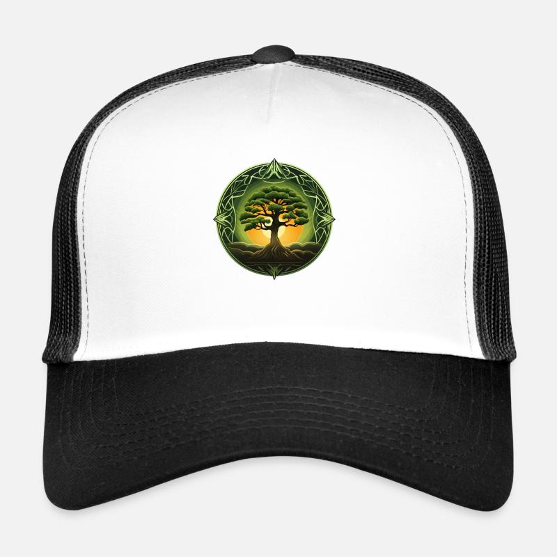 Baum des Lebens Spiritueller Lebensbaum, Yggdrasil - Trucker Cap - Weiß/Schwarz