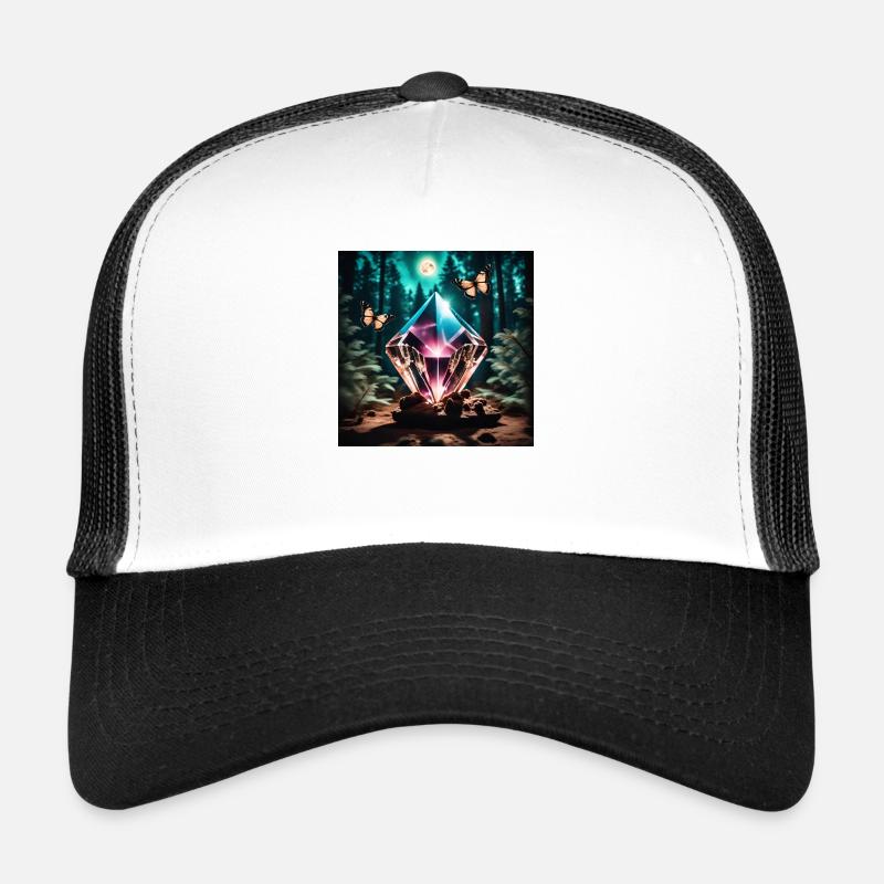 Kristall mit Schmetterlingen - Trucker Cap - Weiß/Schwarz