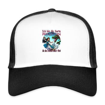 Ich bin die Sorte Prinzessin, die den Drachen... - Trucker Cap - Weiß/Schwarz - Vorne