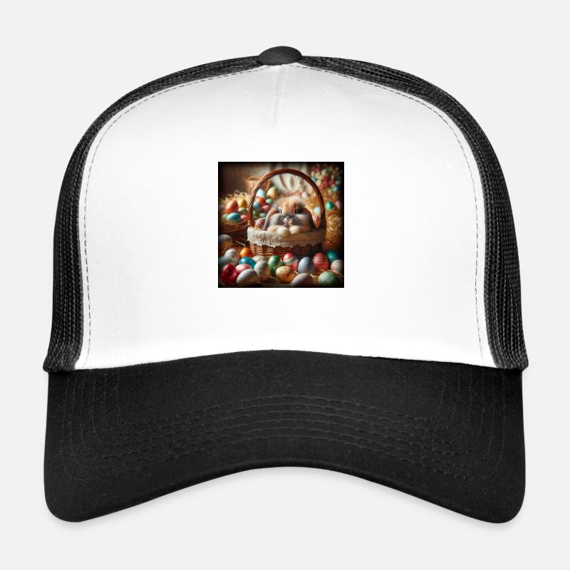 Un lapin mignon dans un panier Casquette trucker 