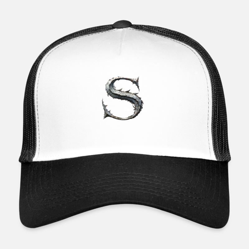 Letter "S" in dragon design. - Trucker Cap - white/black