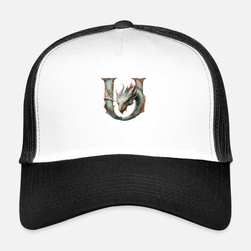 Letter "U" in dragon design. - Trucker Cap - white/black