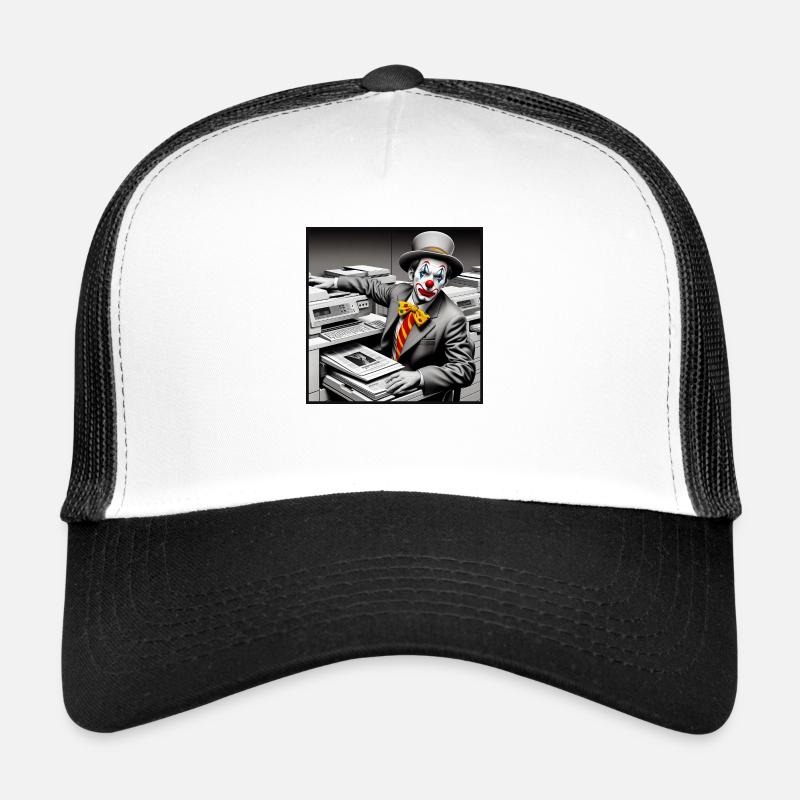 Clown am Kopierer - Trucker Cap - Weiß/Schwarz