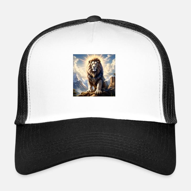 A strong Lion detailed - Trucker Cap - white/black