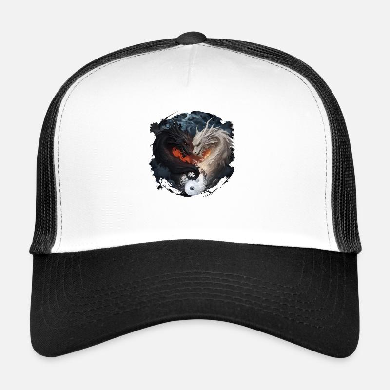 drache3 - Trucker Cap - Weiß/Schwarz