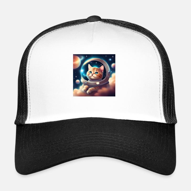 Niedliche Katze im Weltraum Trucker Cap