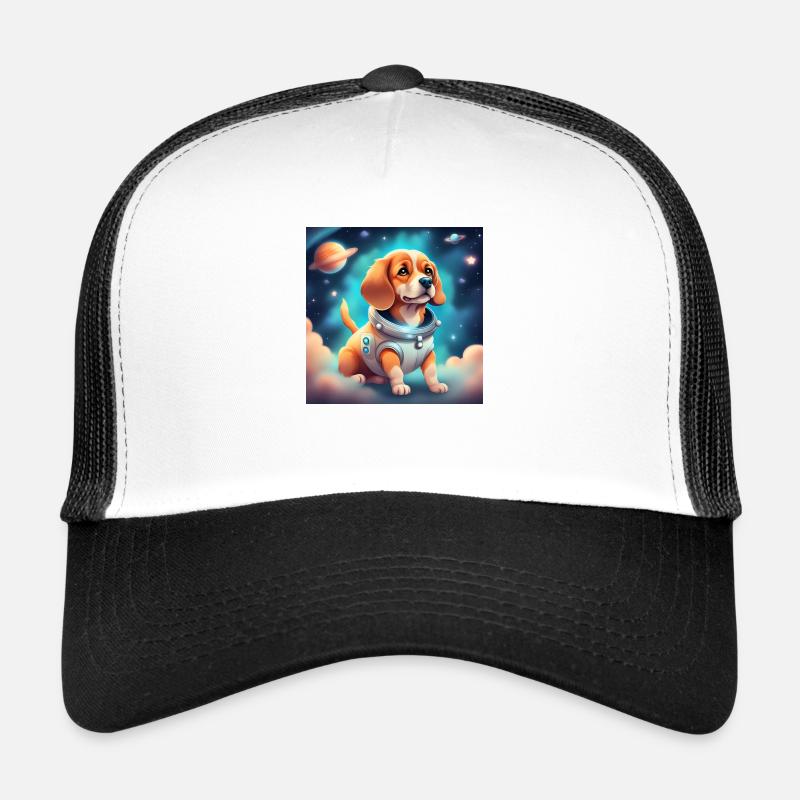 Chien mignon dans l’espace - Casquette trucker  - blanc/noir