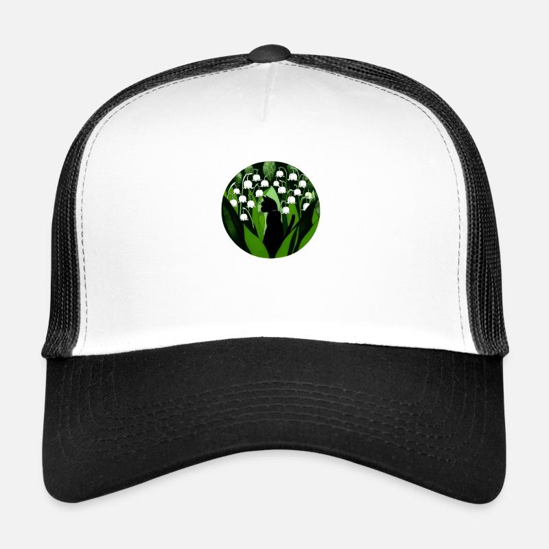 Chat noir muguet de la vallée Casquette trucker 