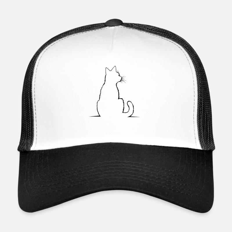 Katze, katzenmotiv - Trucker Cap - Weiß/Schwarz