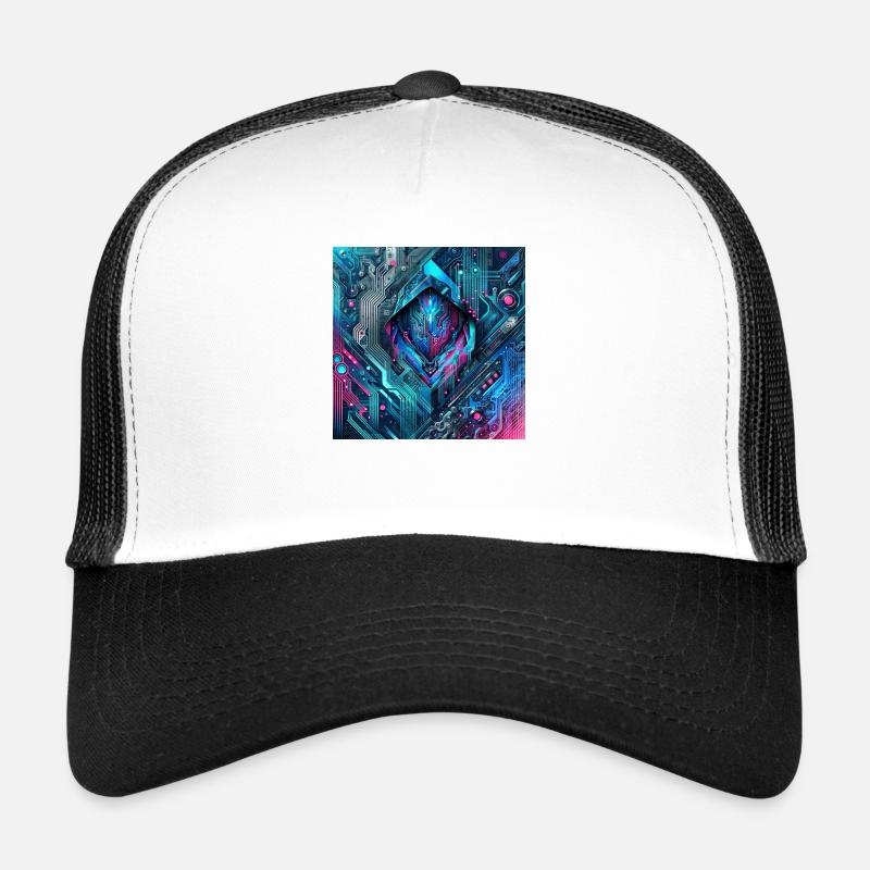 Holographic print with digital glitches Trucker Cap