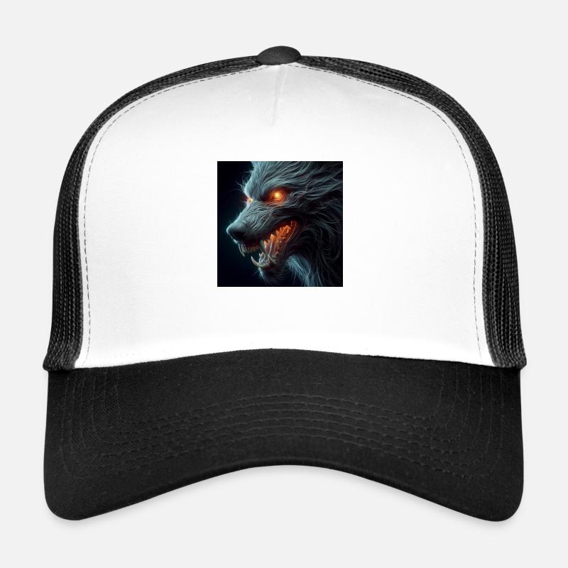 Wolf unheimlich gefährlich Hyperrealismus 3 D - Trucker Cap - Weiß/Schwarz