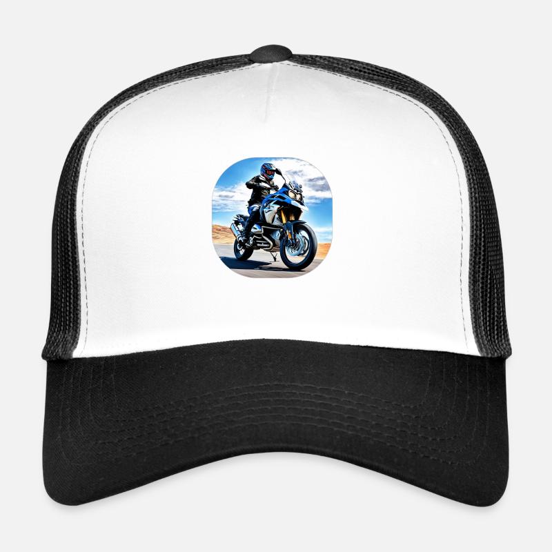 Moto sous ciel bleu Casquette trucker 