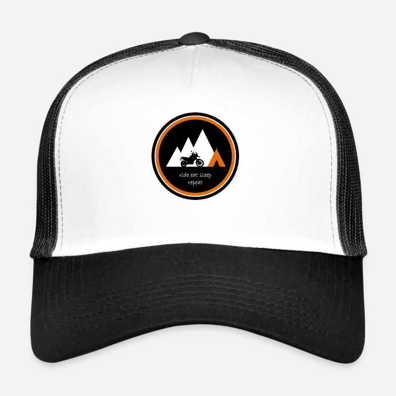rouler, manger, dormir, répéter - Explorer - Casquette trucker  - blanc/noir