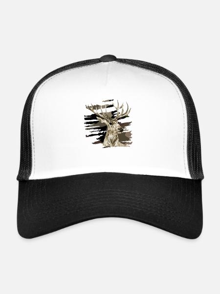Hirsch - Trucker Cap - Weiß/Schwarz