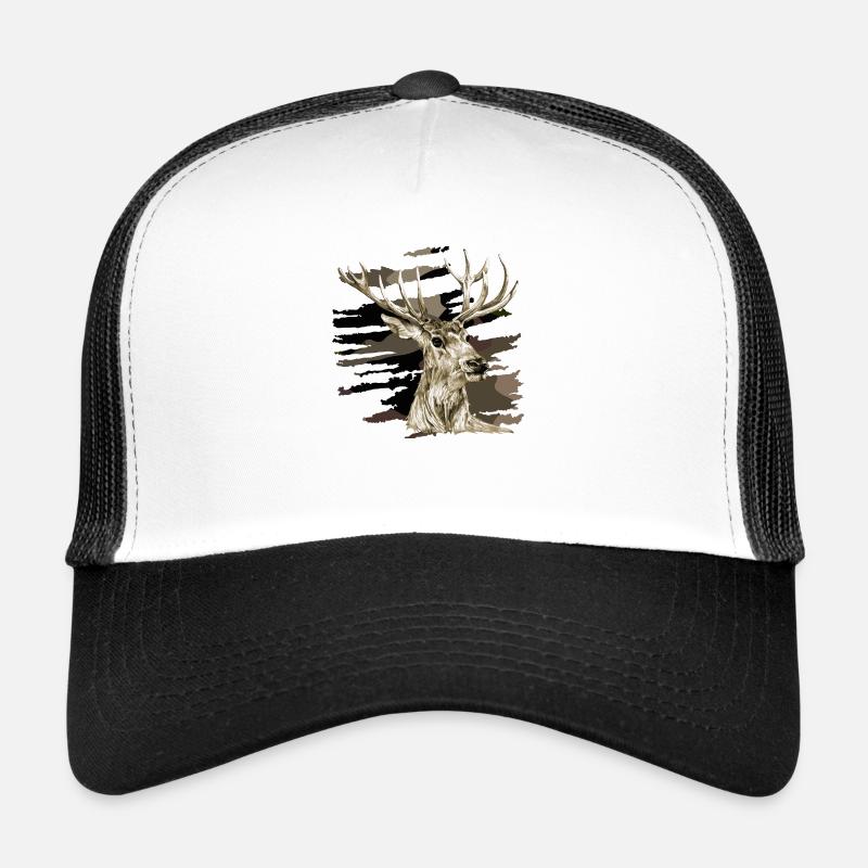 Hirsch - Trucker Cap - Weiß/Schwarz