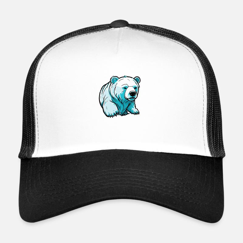 Eisbär / Tier / Norpol / Winter / Kindlich / süß - Trucker Cap - Weiß/Schwarz