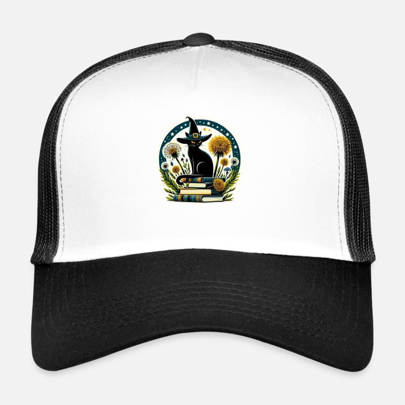 Sorcière chat livresque Casquette trucker 