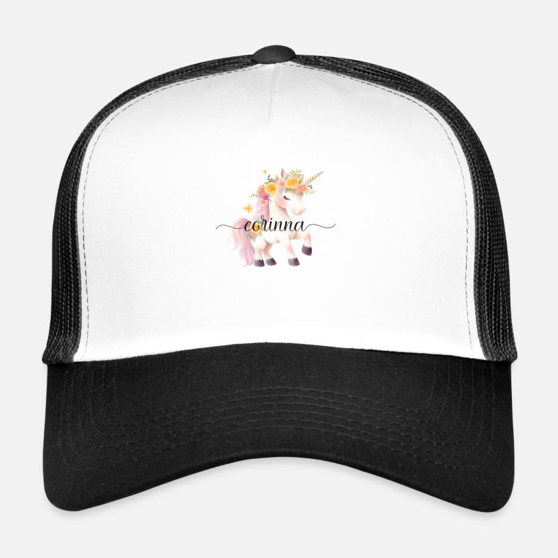 Corinna! Design fleur de licorne, personnalisable Casquette trucker 