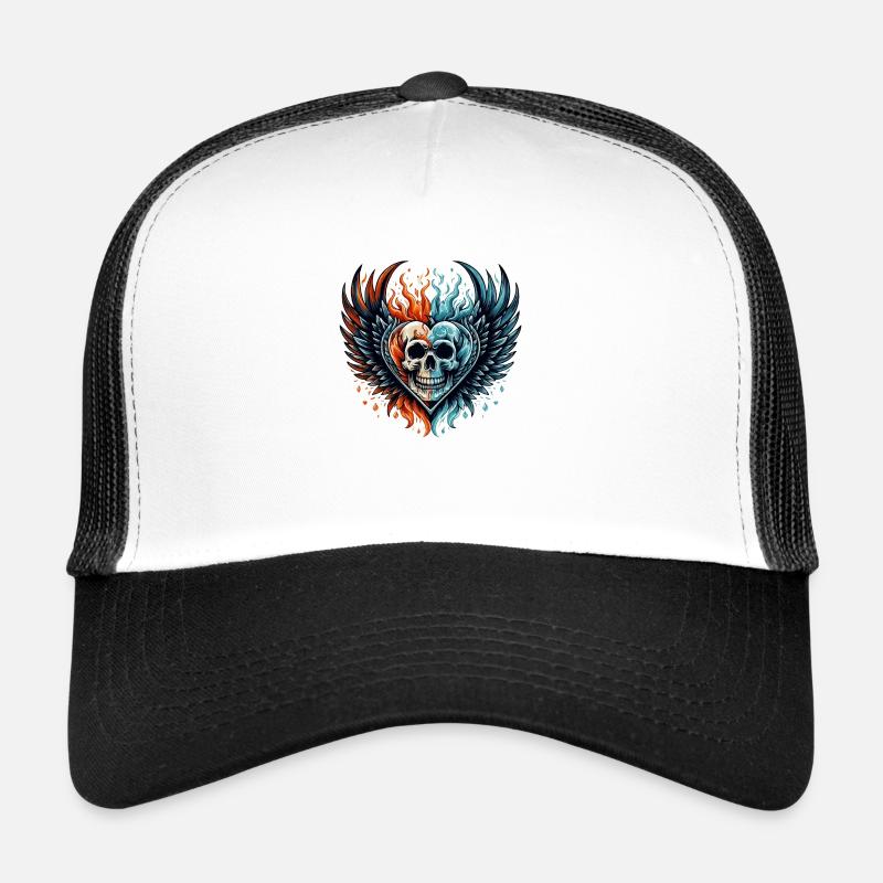 Heart Skull - Trucker Cap - white/black