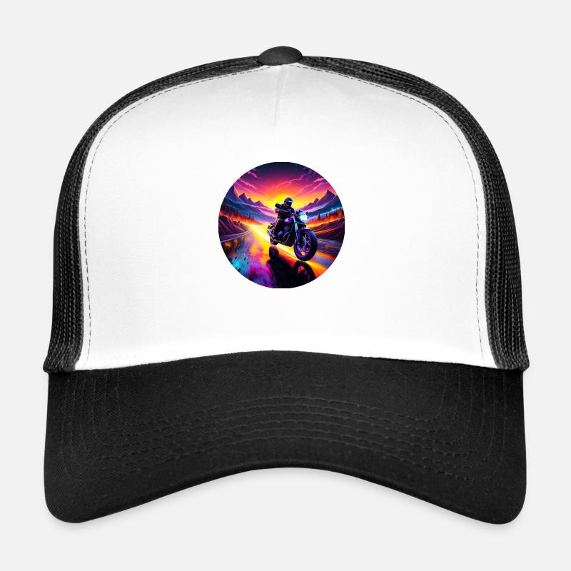 Motorcycle Sunrise - Trucker Cap - white/black