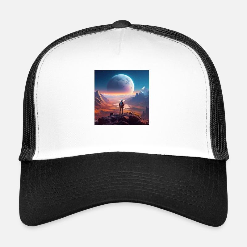 Pluto und sein aufgehender Mond Charon - Trucker Cap - Weiß/Schwarz