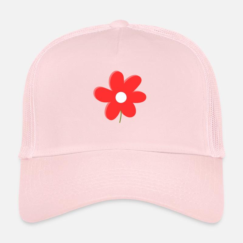 Red Daisy Flower Trucker Cap