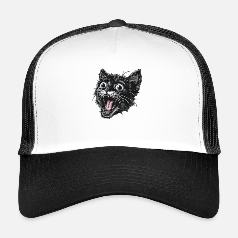 Chat noir surpris avec de grands yeux Casquette trucker 
