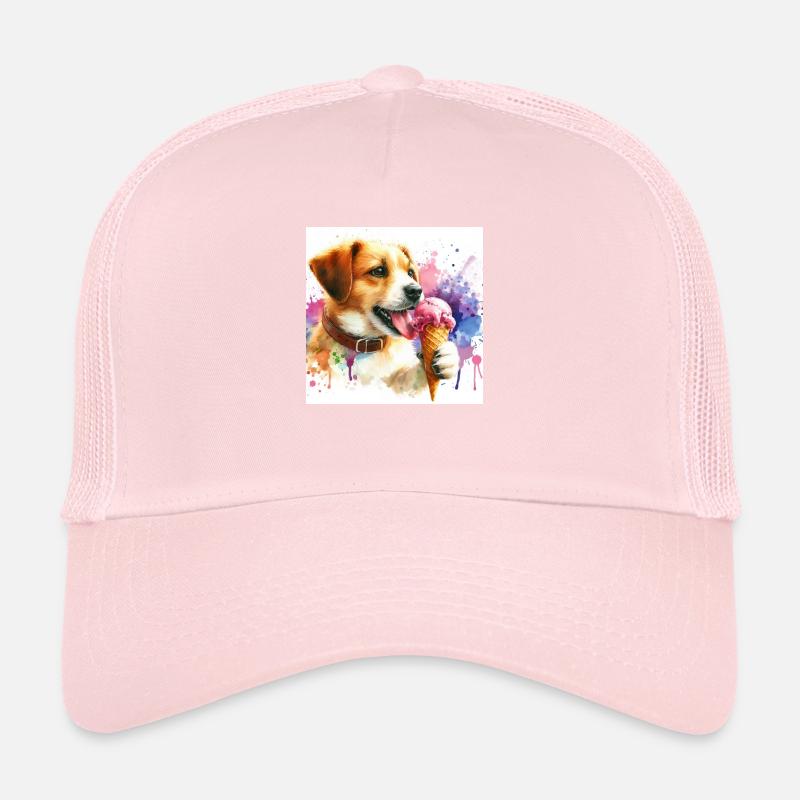 Chien mangeant de la crème glacée Casquette trucker 